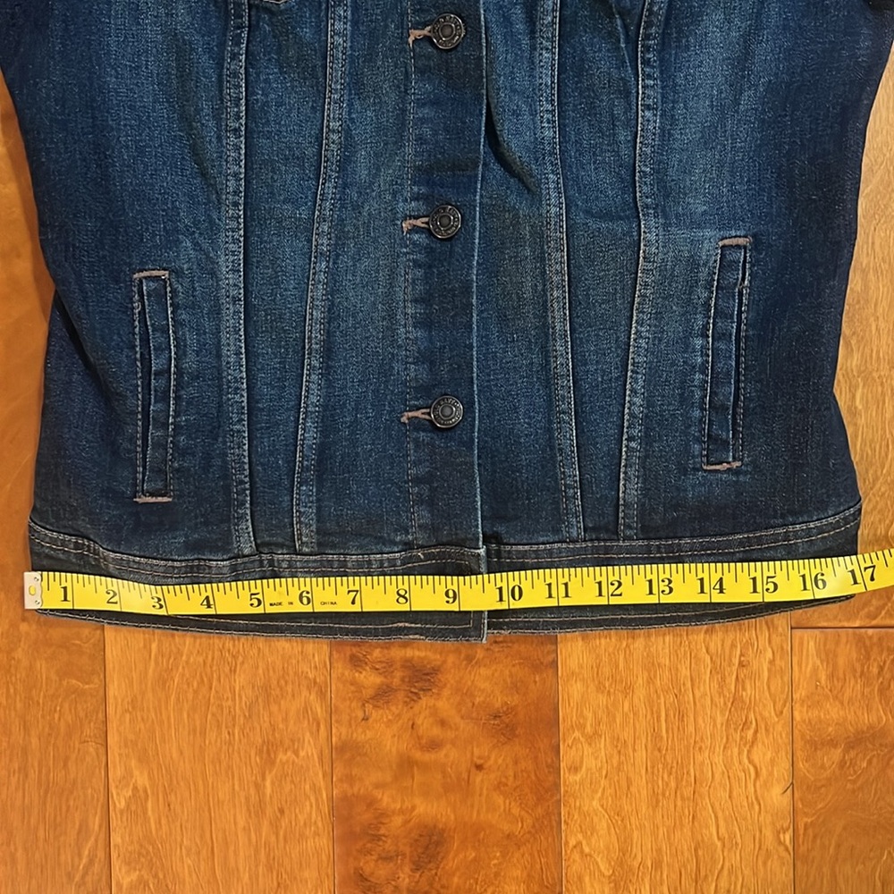 Old Navy Y2K Blue Denim Jean Jacket Size S Tall Coastal Tailored Fit Nautical - Picture 9 of 13